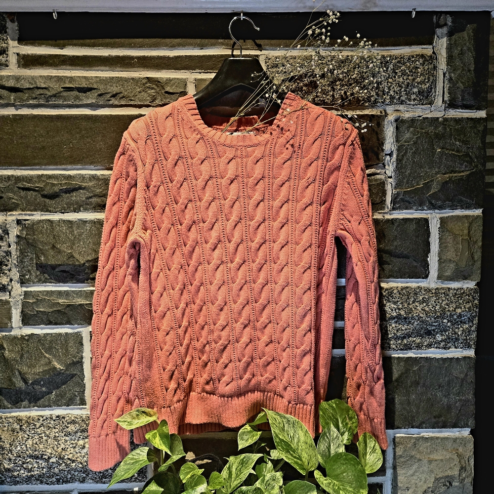 Cable Knit Sweater - Coral SIZE M Amazon Essentials